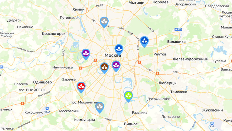 Карта клиник в Москве